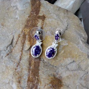 Simulated Purple Diamond Dangle ear NWOT